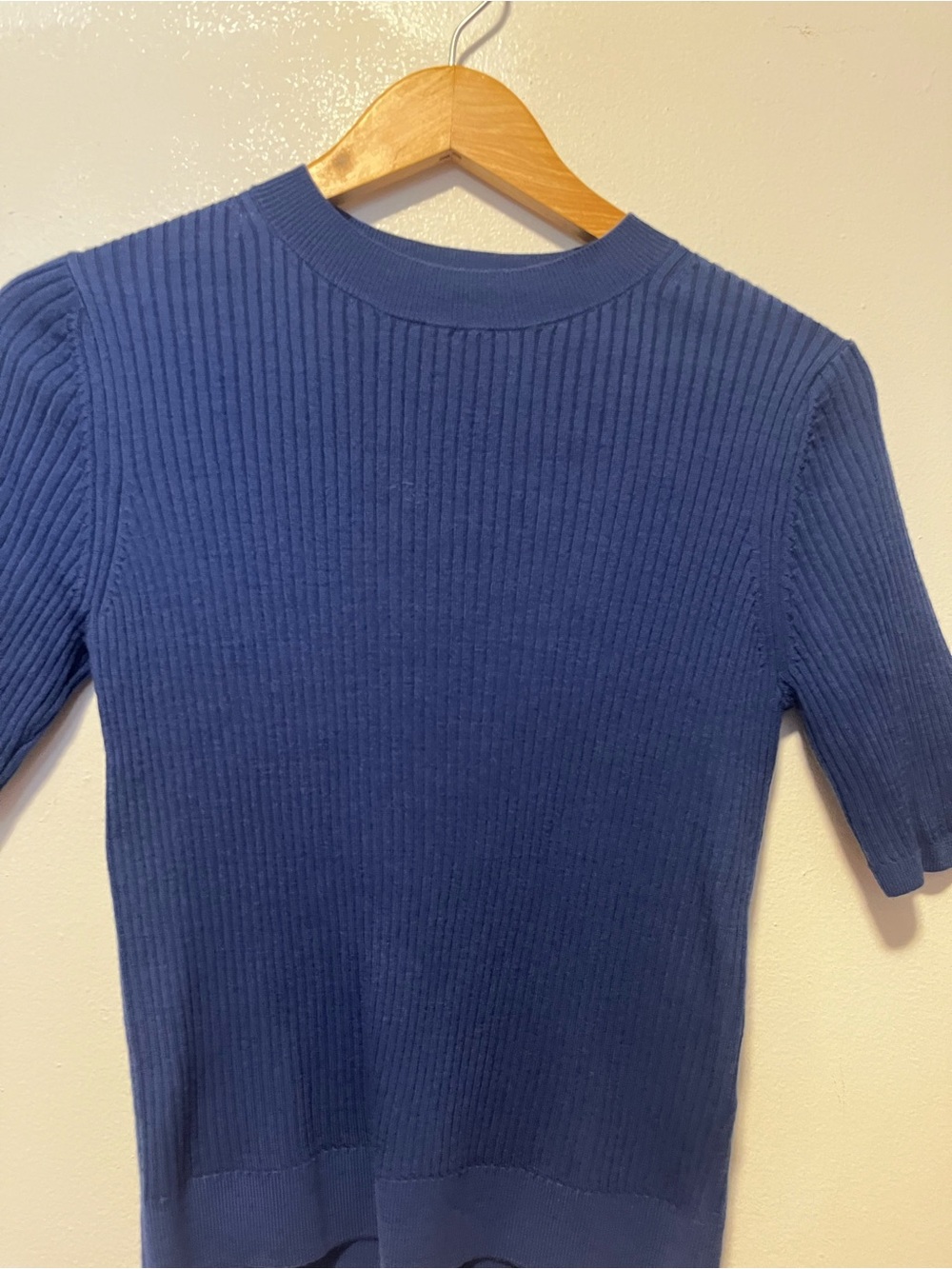 Uniqlo Navy Ribbed Short-Sleeve Knit Tee